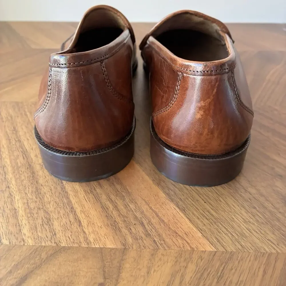 Alfani Men's Dress Shoes Basketweave Hand Woven Slip-On Loafers Brown Size 10 ½